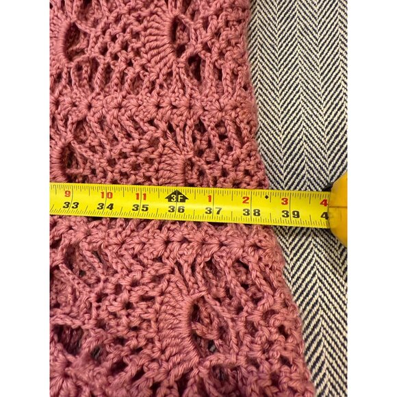 Handmade Mauve Crochet Throw Blanket - Floral Lace Design - Scalloped Edges - Co - Picture 5 of 7